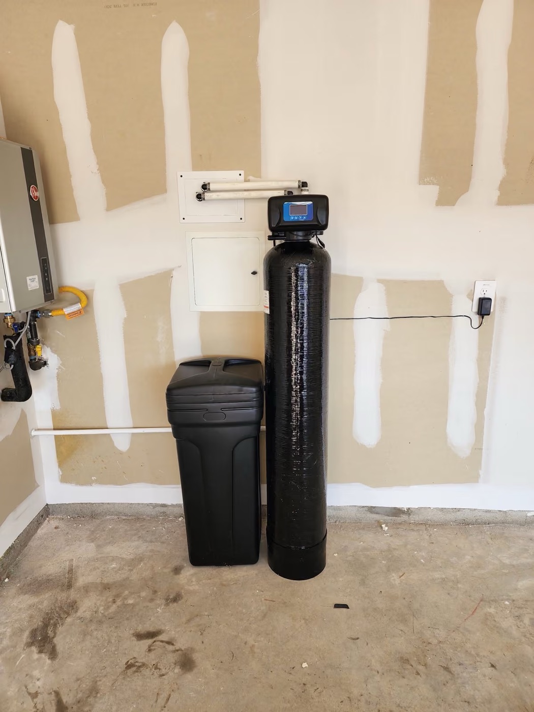 Softener installed before the walls were finished